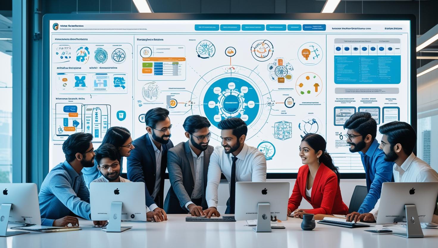 Team working on computers